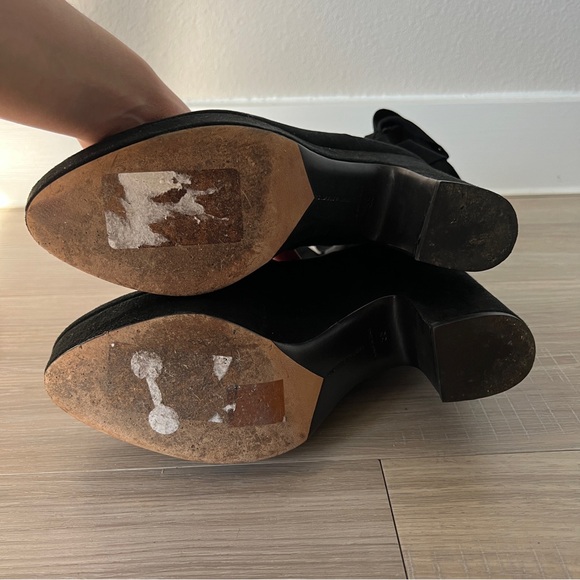 Tabitha Simmons Sky Velvet Ankle Tie Platform Pumps Size 38 - Picture 11 of 13